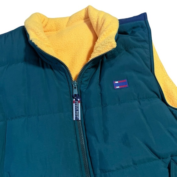 Bugle Boy 90s Reversible Puffer Vest M Yellow Fleece Nylon Retro - Picture 2 of 7